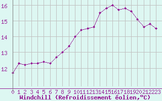 Courbe du refroidissement olien pour Angers-Beaucouz (49)