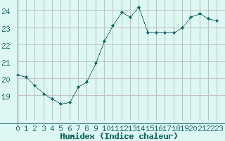 Courbe de l'humidex pour Guidel (56)