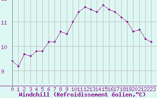 Courbe du refroidissement olien pour Cherbourg (50)