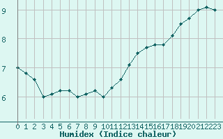 Courbe de l'humidex pour La Rochelle - Le Bout Blanc (17)