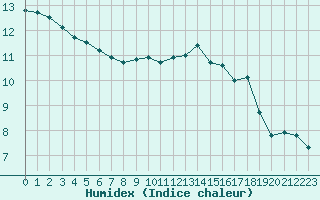 Courbe de l'humidex pour Metz (57)