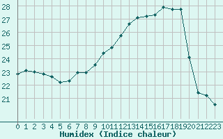 Courbe de l'humidex pour Biscarrosse (40)