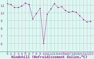 Courbe du refroidissement olien pour Brignogan (29)