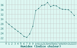 Courbe de l'humidex pour Cannes (06)