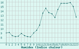 Courbe de l'humidex pour Sallanches (74)