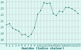 Courbe de l'humidex pour Ste (34)