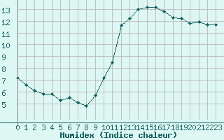 Courbe de l'humidex pour Sainte-Ouenne (79)