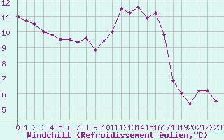 Courbe du refroidissement olien pour Rennes (35)