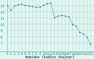 Courbe de l'humidex pour Chteauroux (36)