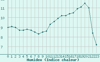 Courbe de l'humidex pour Christnach (Lu)