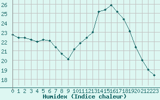 Courbe de l'humidex pour Montpellier (34)