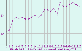 Courbe du refroidissement olien pour Pointe du Raz (29)