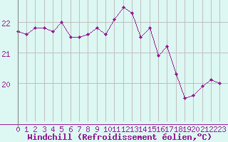 Courbe du refroidissement olien pour Cap Pertusato (2A)