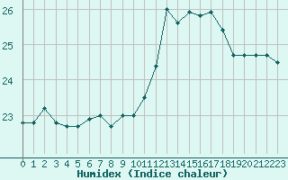 Courbe de l'humidex pour Porquerolles (83)