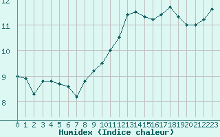 Courbe de l'humidex pour Dieppe (76)