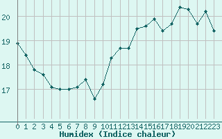 Courbe de l'humidex pour Cap de la Hague (50)