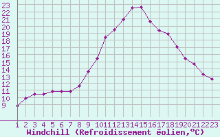 Courbe du refroidissement olien pour Rethel (08)