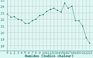 Courbe de l'humidex pour Perpignan Moulin  Vent (66)