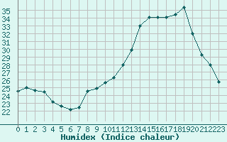 Courbe de l'humidex pour Muret (31)