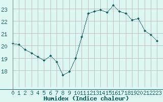 Courbe de l'humidex pour Dieppe (76)