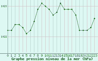 Courbe de la pression atmosphrique pour Brignogan (29)