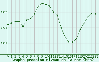 Courbe de la pression atmosphrique pour Muret (31)