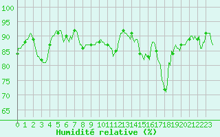 Courbe de l'humidit relative pour Pinsot (38)