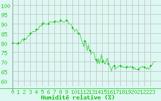 Courbe de l'humidit relative pour Brion (38)