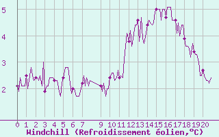 Courbe du refroidissement olien pour Baraque Fraiture (Be)