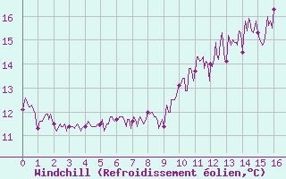 Courbe du refroidissement olien pour Radinghem (62)