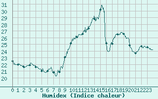 Courbe de l'humidex pour Lyon - Saint-Exupry (69)