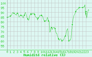Courbe de l'humidit relative pour Plussin (42)
