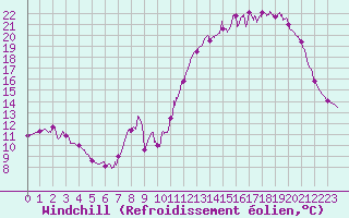 Courbe du refroidissement olien pour Saunay (37)