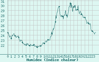 Courbe de l'humidex pour Muret (31)