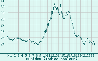 Courbe de l'humidex pour Porquerolles (83)