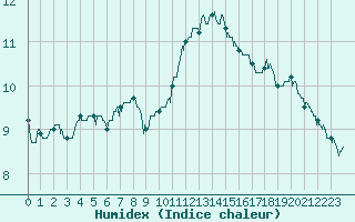 Courbe de l'humidex pour Besanon (25)