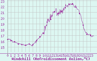 Courbe du refroidissement olien pour Cherbourg (50)