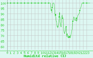 Courbe de l'humidit relative pour Mont-Aigoual (30)