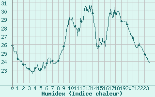 Courbe de l'humidex pour Besanon (25)