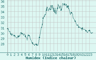 Courbe de l'humidex pour Pointe de Socoa (64)