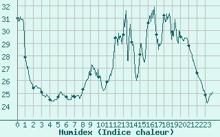 Courbe de l'humidex pour Muret (31)