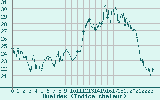 Courbe de l'humidex pour Rodez (12)