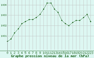 Courbe de la pression atmosphrique pour Ile d