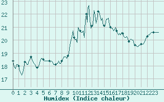 Courbe de l'humidex pour Izegem (Be)