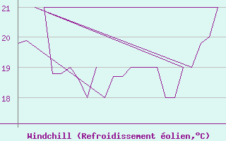 Courbe du refroidissement olien pour Lord Howe Island Windy Point