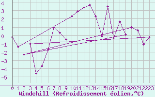 Courbe du refroidissement olien pour Monte Rosa