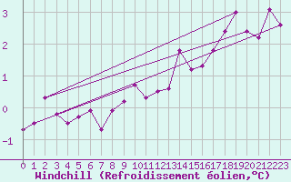 Courbe du refroidissement olien pour Bad Lippspringe