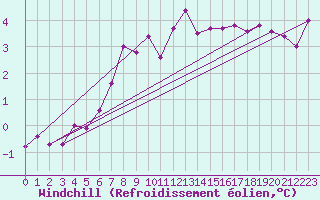 Courbe du refroidissement olien pour Weiden