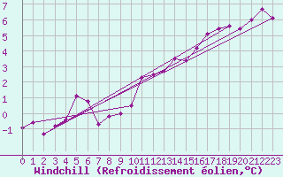 Courbe du refroidissement olien pour Mullingar