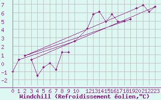 Courbe du refroidissement olien pour Wdenswil